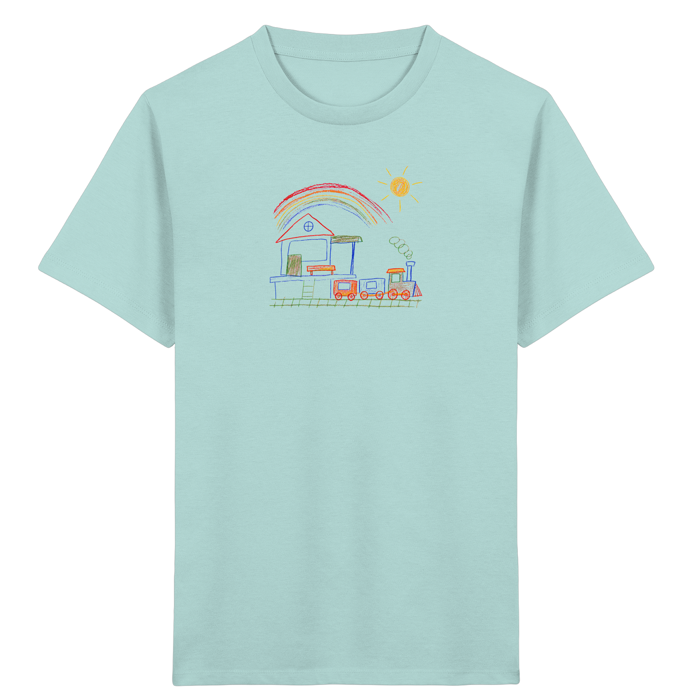 Buntes Kinder T-Shirt mit Zugmotiv - Kinder Bio T-Shirt