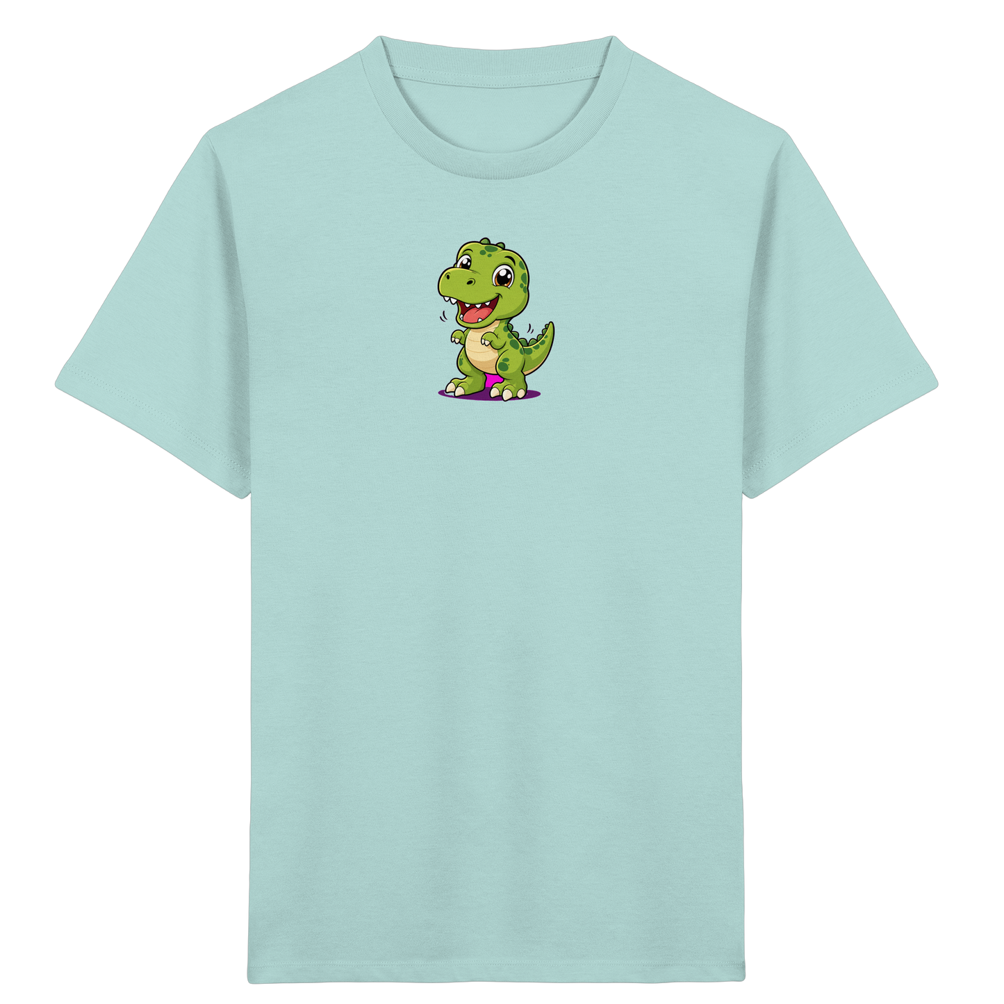 Fröhlicher Dino mit rosa Füßen Kinder T-Shirt - Kinder Bio T-Shirt