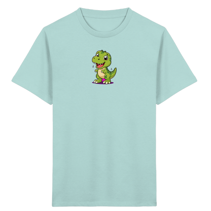 Fröhlicher Dino mit rosa Füßen Kinder T-Shirt - Kinder Bio T-Shirt