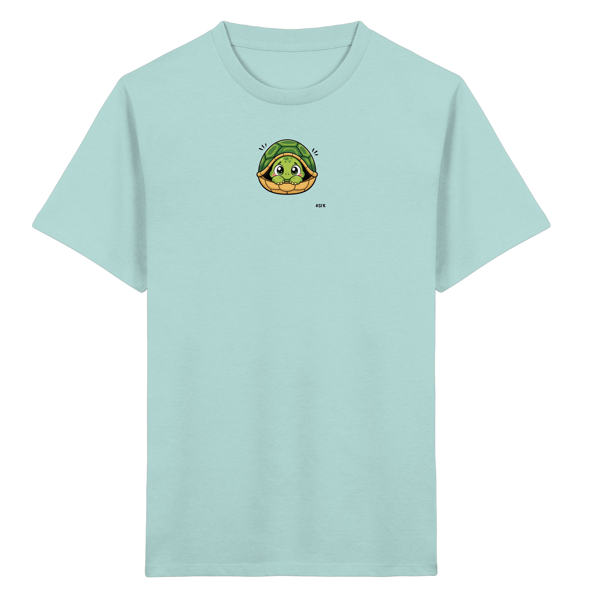 Kinder T-Shirt – Schüchterne Schildkröte im Cartoon-Stil