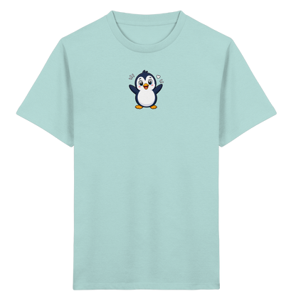 Fröhlicher Pinguin: Kinder-T-Shirt mit Herzchen - Kinder Bio T-Shirt