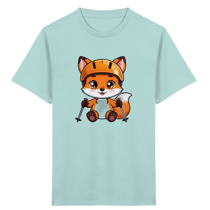 Fuchs auf Skiern – Kinder Bio-T-Shirt