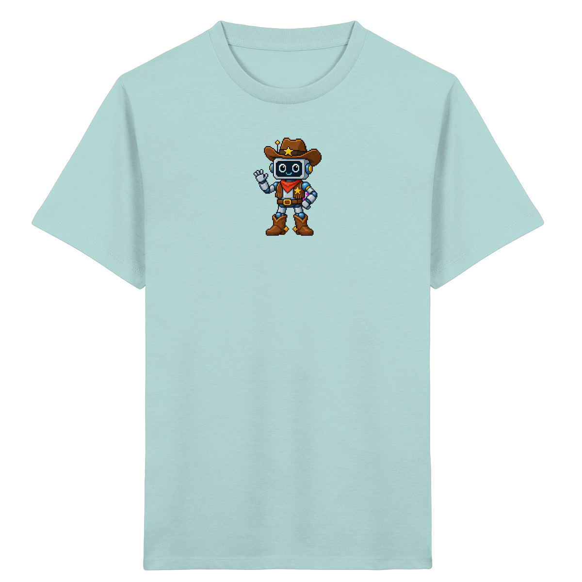 Pixel Roboter T-Shirt: Freundliches Lächeln - Kinder T-Shirt