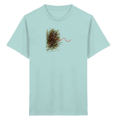 Abstraktes Kritzel-T-Shirt mit roter Linie - Kinder Bio T-Shirt