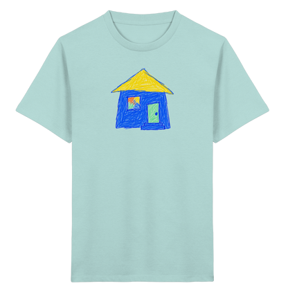 Blaues Regenbogenfenster Haus - Kinder Bio T-Shirt