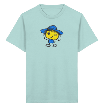 Kritzelkopf mit blauem Regenhut - Kinder Bio T-Shirt