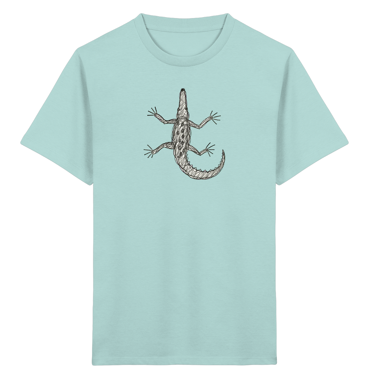 Krokodil von oben gezeichnet - Kinder Bio T-Shirt