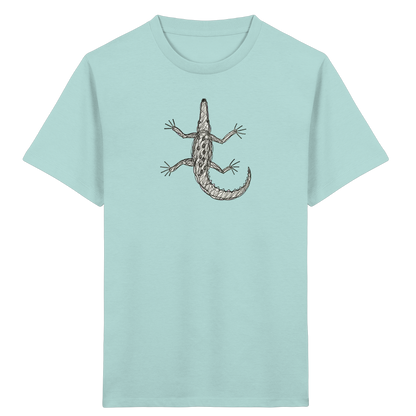 Krokodil von oben gezeichnet - Kinder Bio T-Shirt
