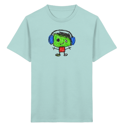 Kritzelkopf mit blauen Ohrenschützern - Kinder Bio T-Shirt