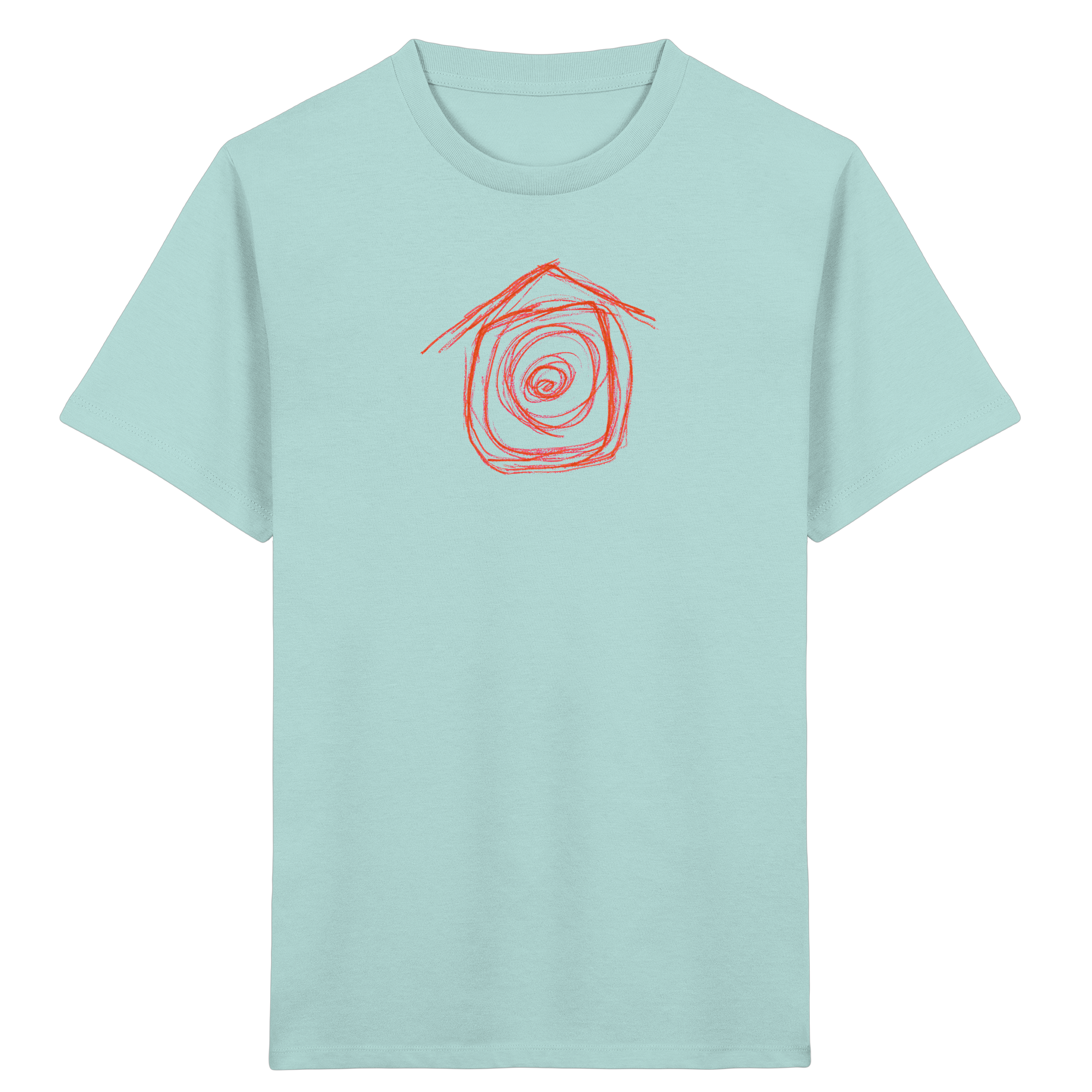 Mandarinenoranges Spiralenhaus – Kinder Bio-T-Shirt