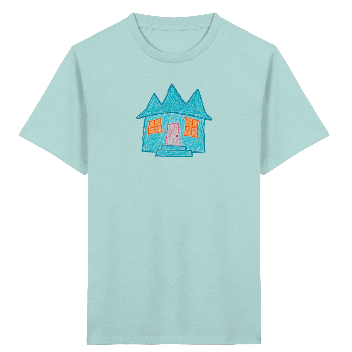 Türkises Zickzackhaus Kinder Shirt - Kinder Bio T-Shirt