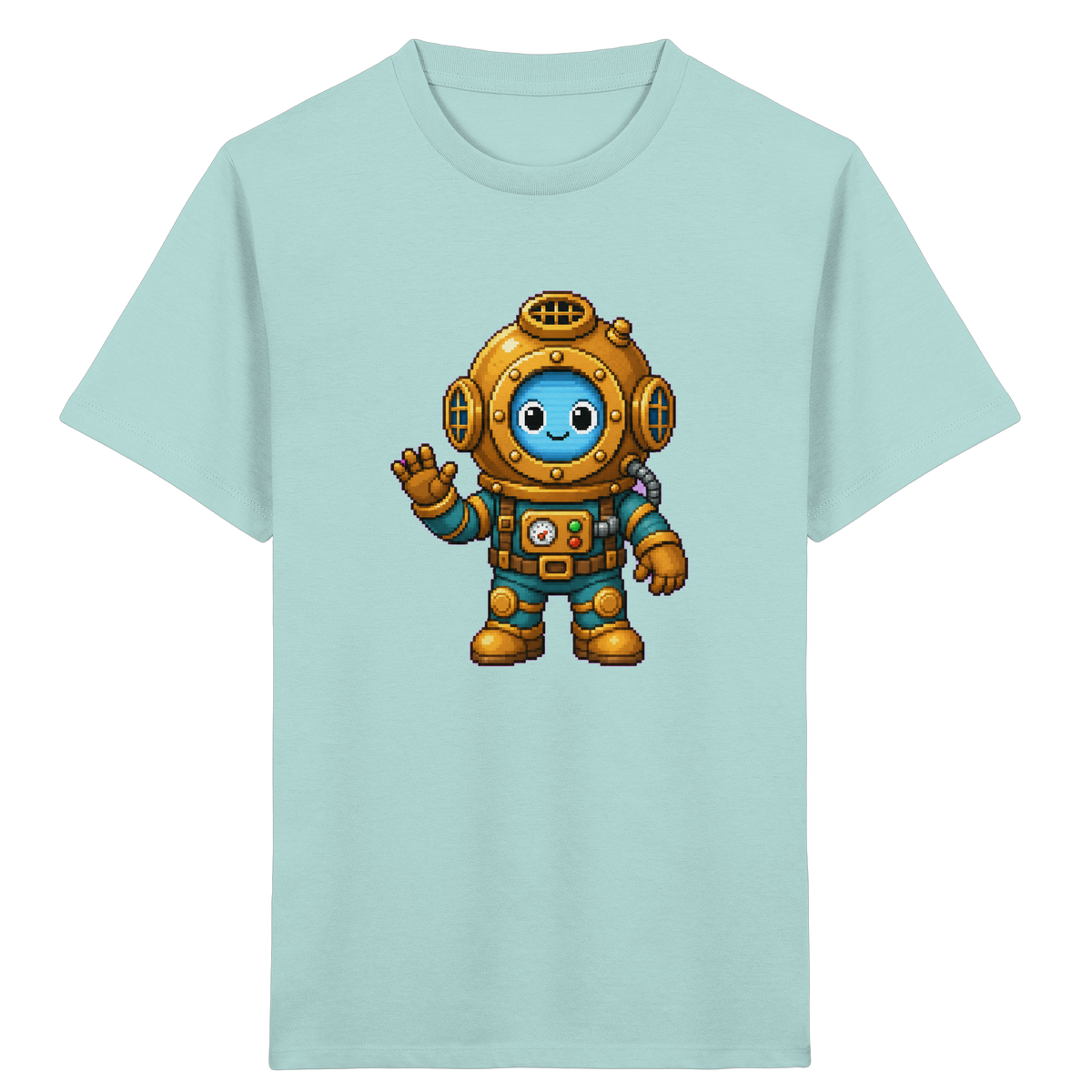 Pixel-Taucher: Goldener Helm Kinder T-Shirt - Kinder Bio T-Shirt
