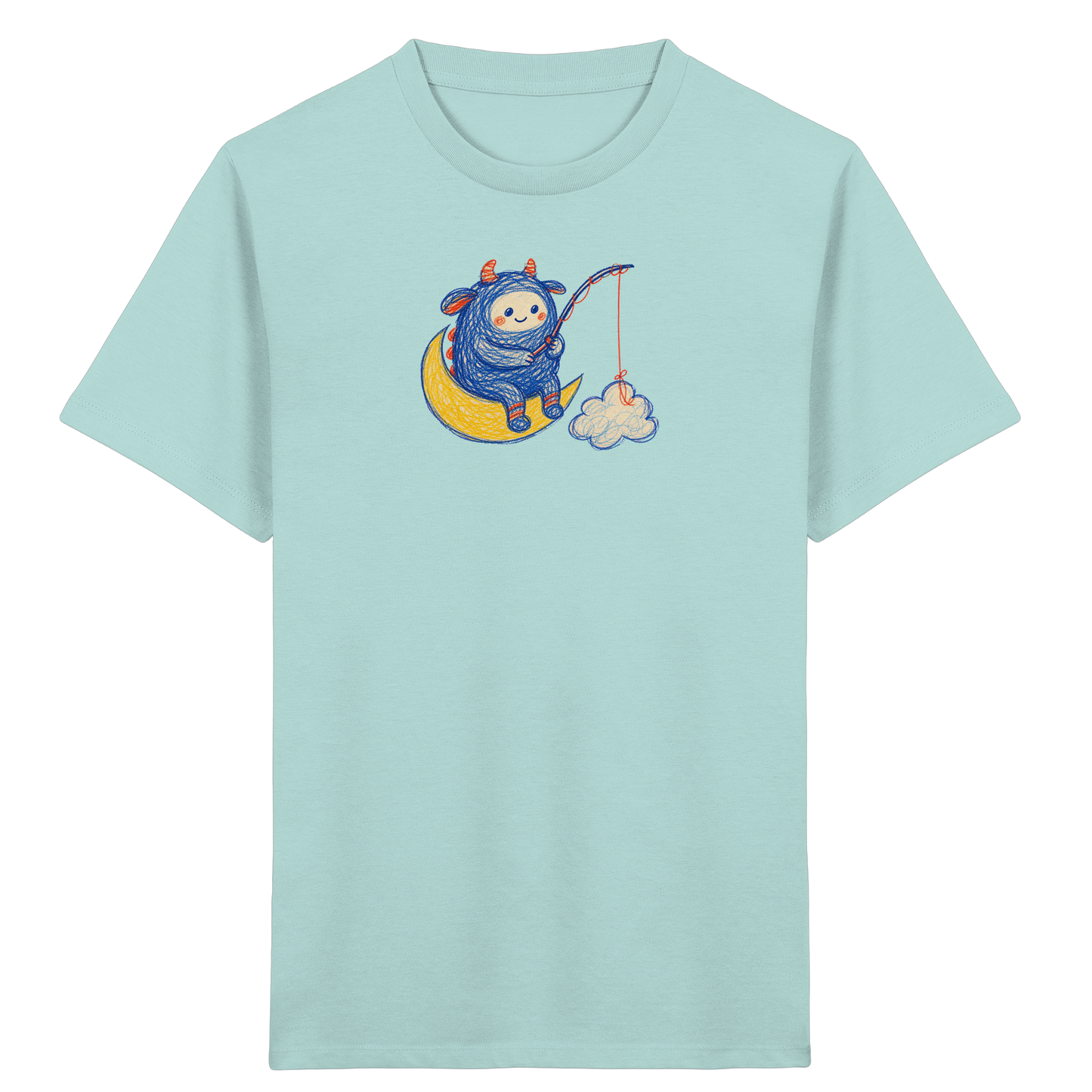 Kleiner Wolkenangler auf Mondsichel - Kinder Bio T-Shirt
