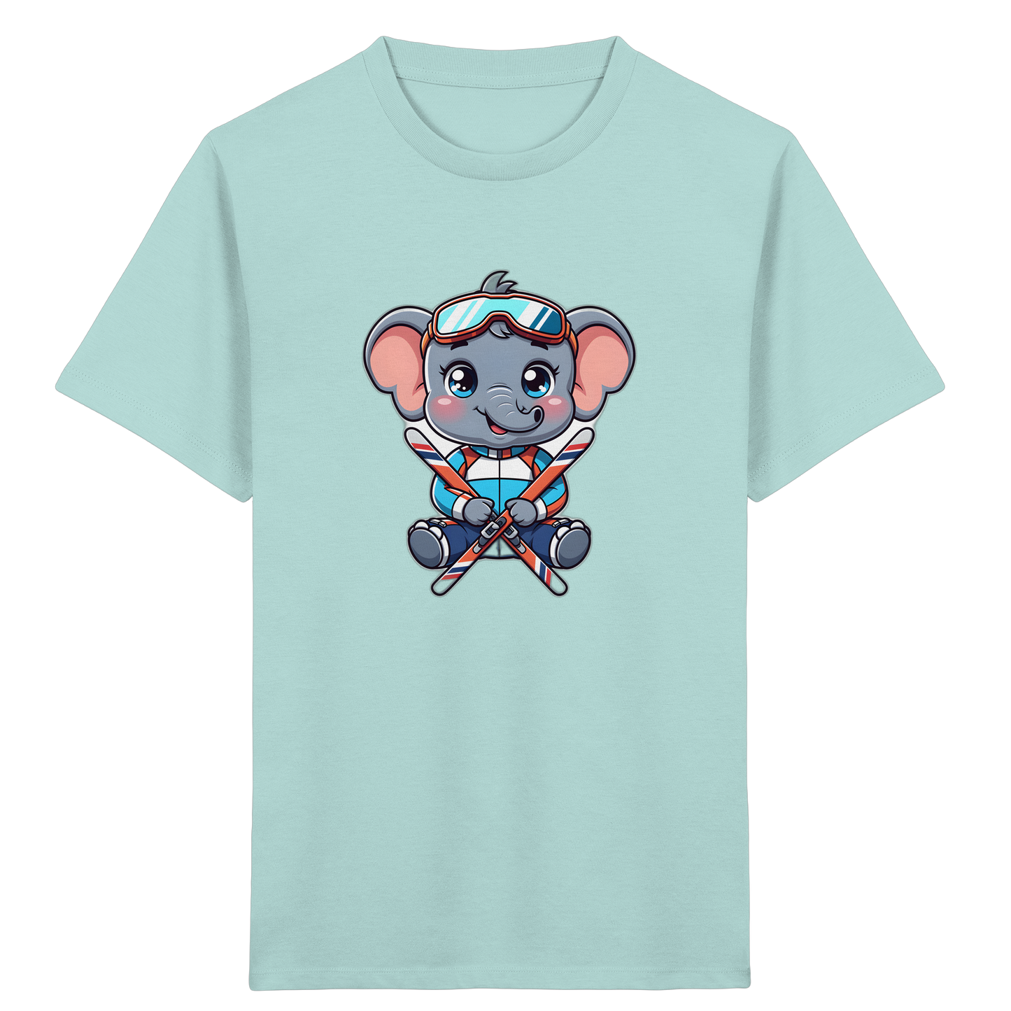 Skifahrender Elefant: Fröhliches Kinder T-Shirt