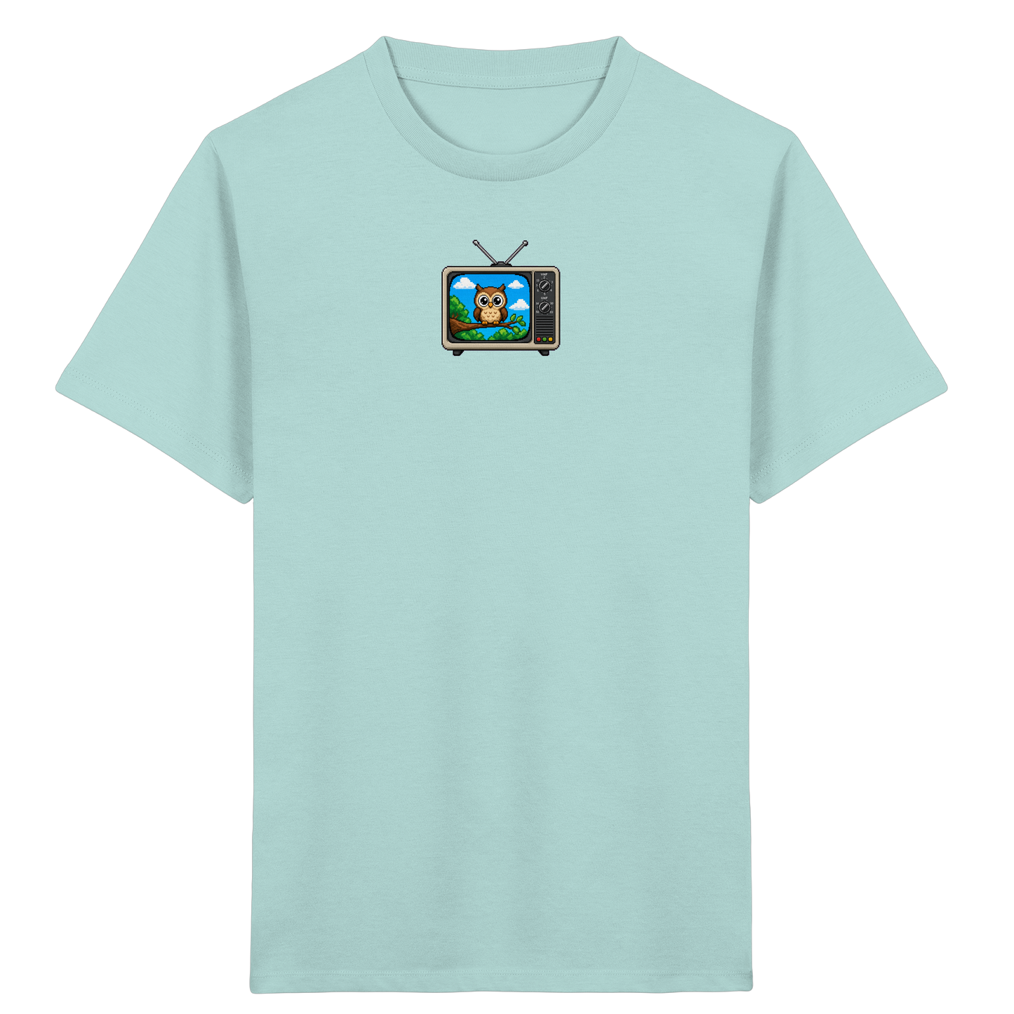 Pixel Eule im Retro-Fernseher Kinder T-Shirt - Kinder Bio T-Shirt