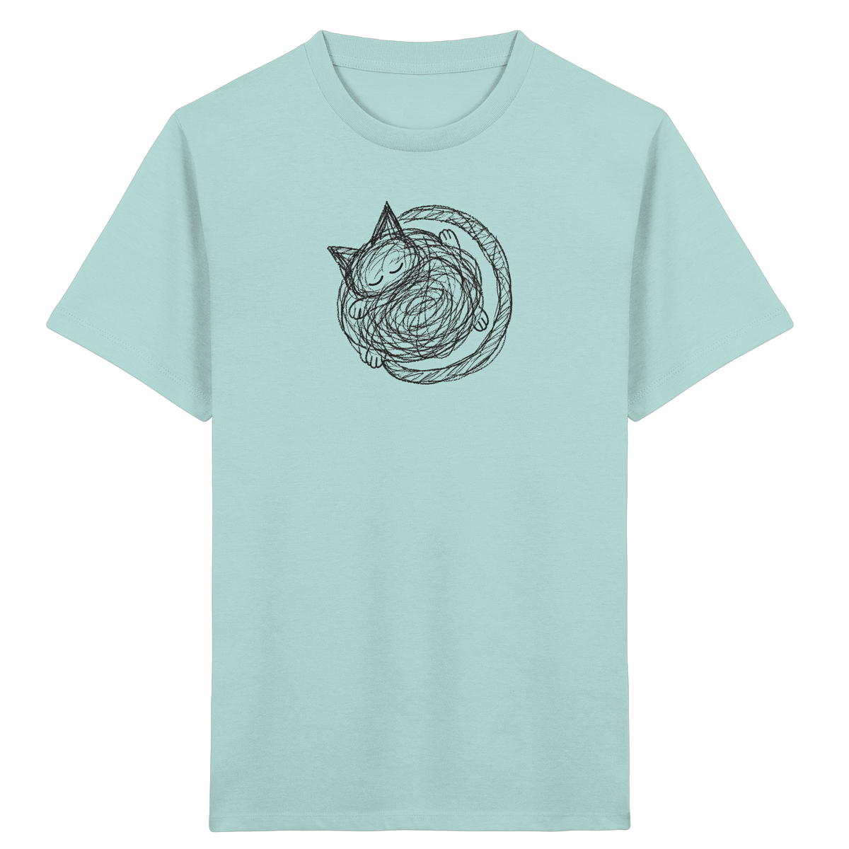 Schlafende Kritzel Katze - Kinder Bio T-Shirt