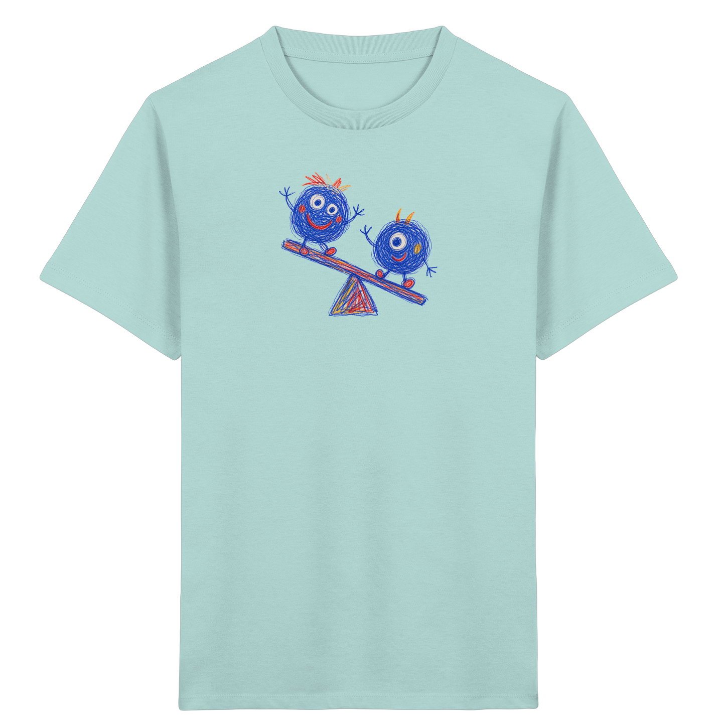 Wippenwuschel auf der Wippe - Kinder Bio T-Shirt