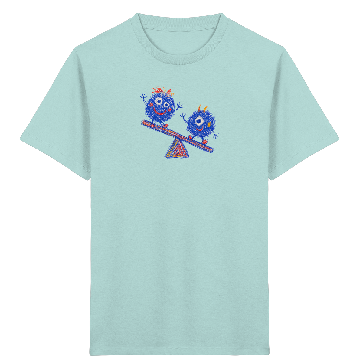 Wippenwuschel auf der Wippe - Kinder Bio T-Shirt
