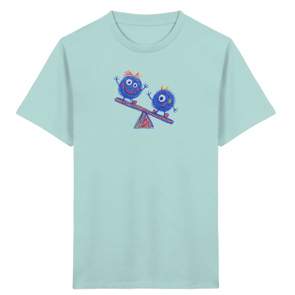 Wippenwuschel auf der Wippe - Kinder Bio T-Shirt