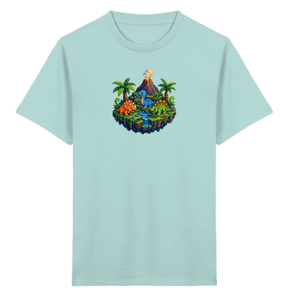 Cooles Dino Pixel Insel T-Shirt - Kinder Bio T-Shirt