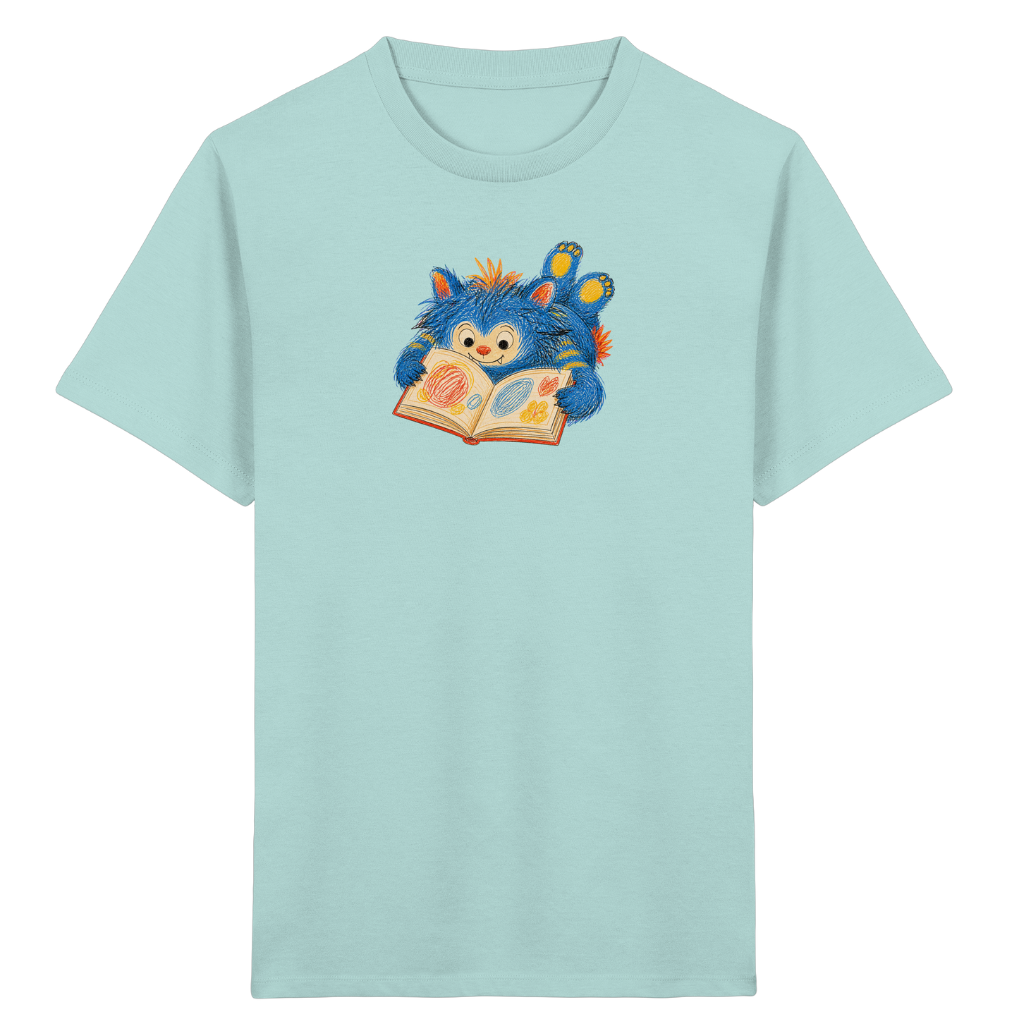 Bücherwurm Monster liest Bilderbuch - Kinder Bio T-Shirt