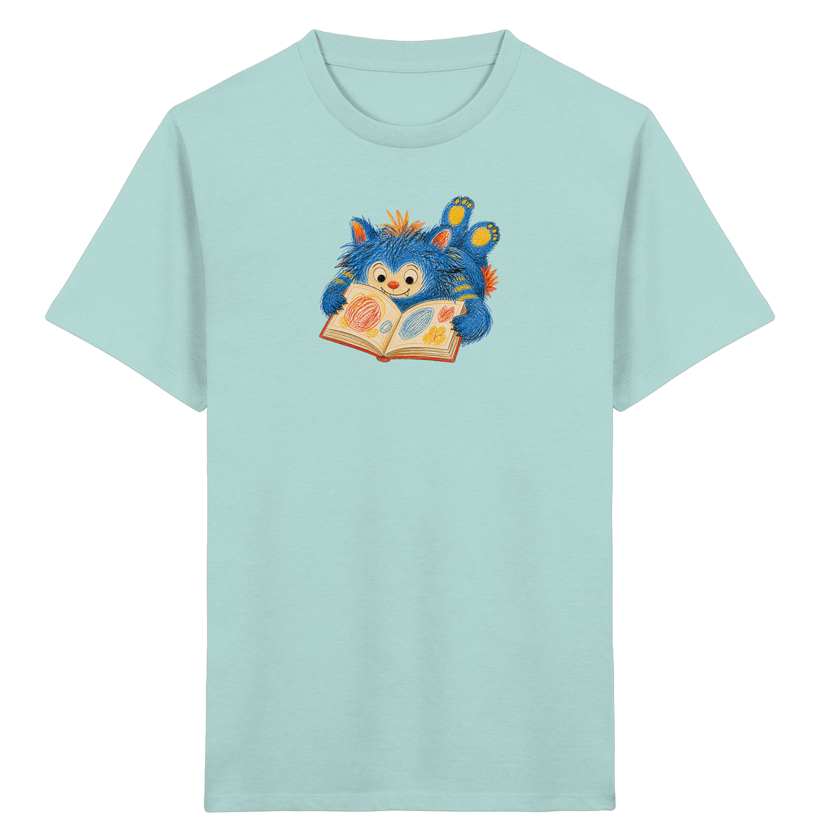 Bücherwurm Monster liest Bilderbuch - Kinder Bio T-Shirt