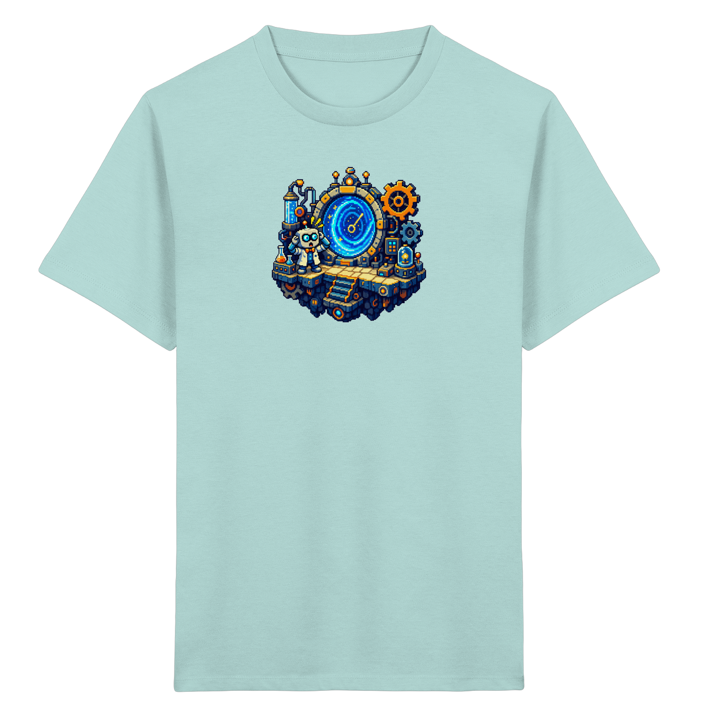 Cooles Roboter Wissenschaftler Pixel T-Shirt - Kinder Bio T-Shirt