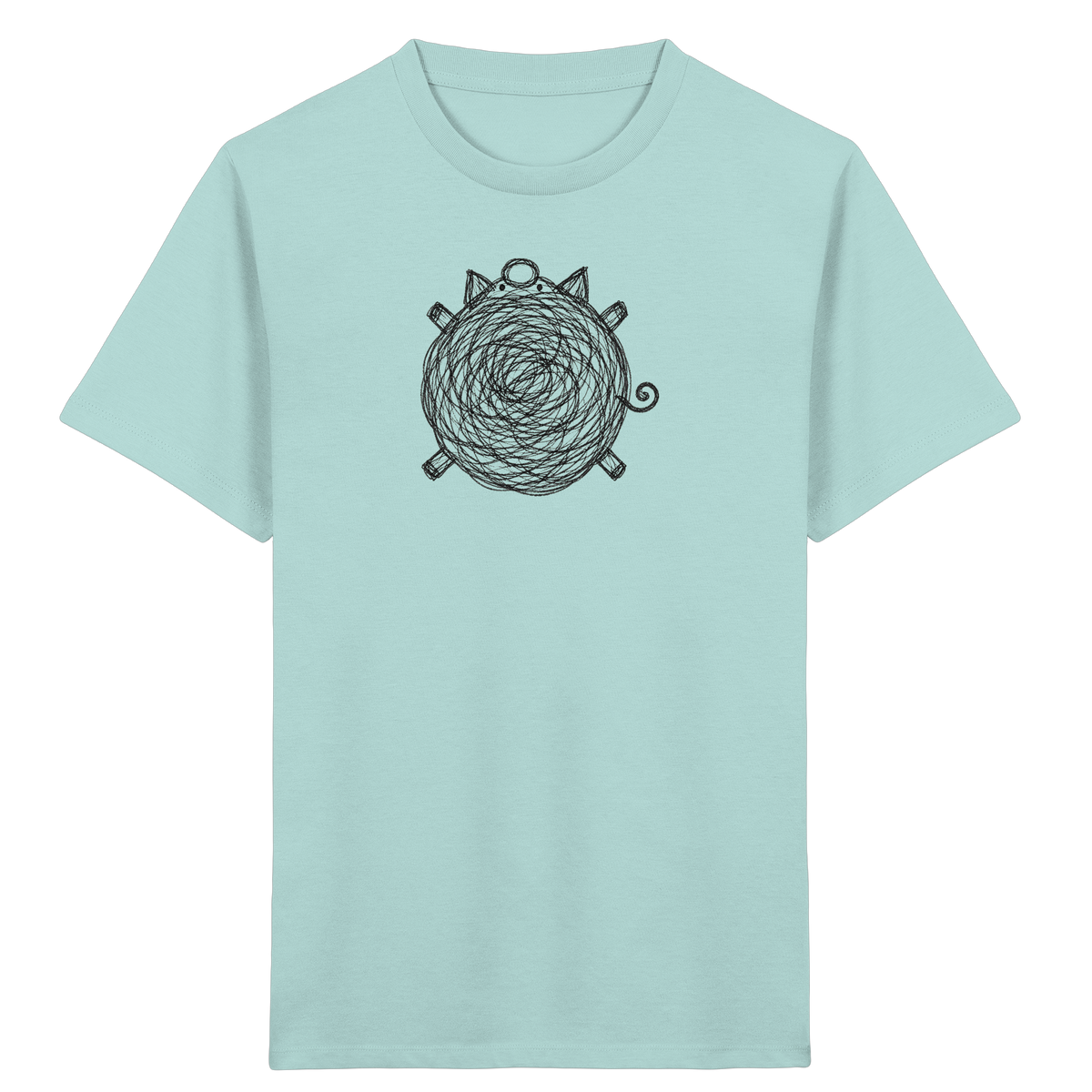 Schwein von oben Kritzelmotiv - Kinder Bio T-Shirt