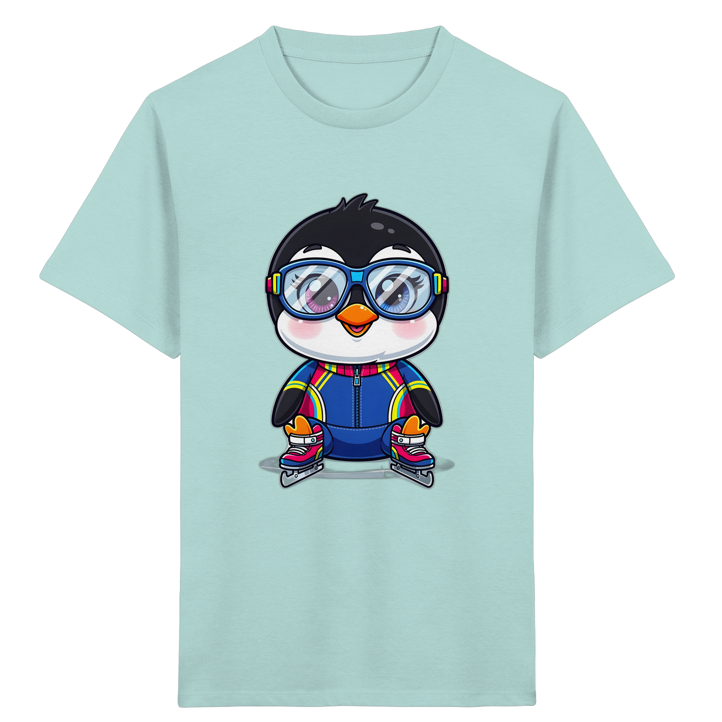 Fröhlicher Pinguin auf Schlittschuhen Kinder T-Shirt