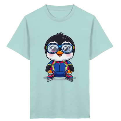 Pinguin auf Schlittschuhen – Kinder Bio-T-Shirt