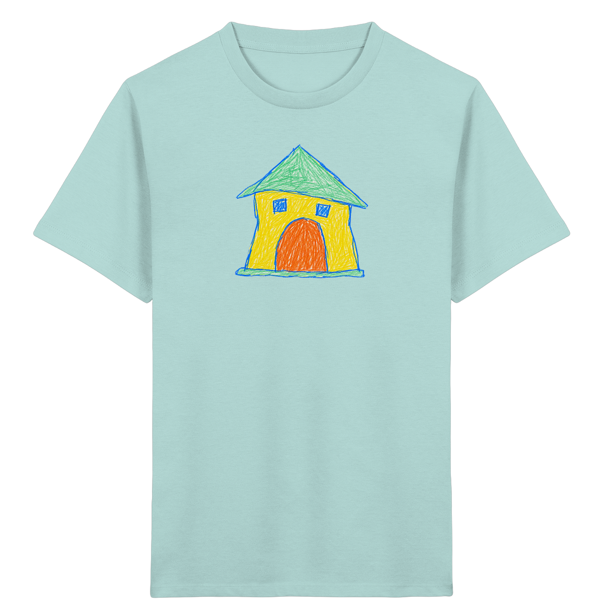 Gelbes Torhaus mit Mintdach - Kinder Bio T-Shirt