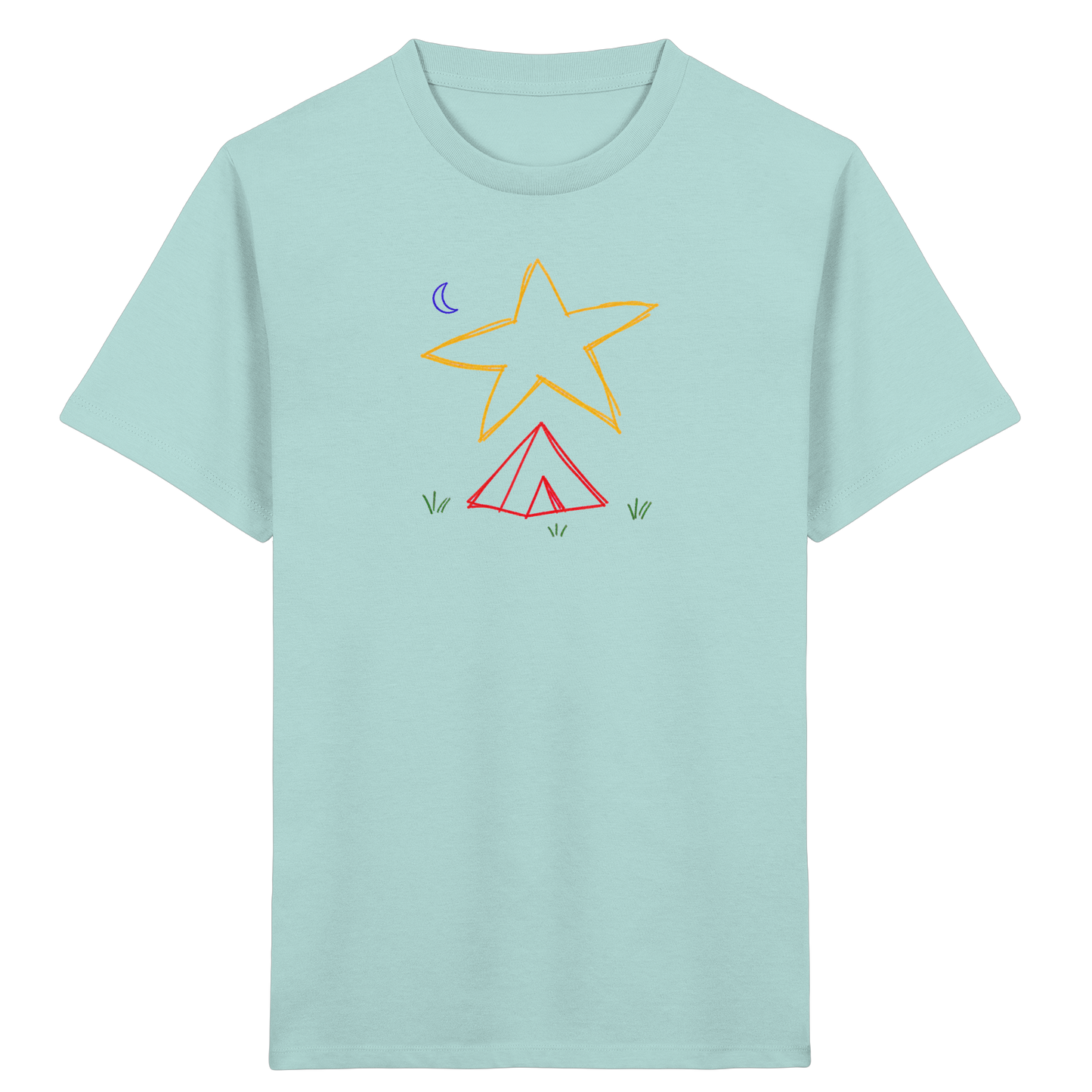 Abenteuerliches Zelt unter Sternenhimmel T-Shirt - Kinder Bio T-Shirt
