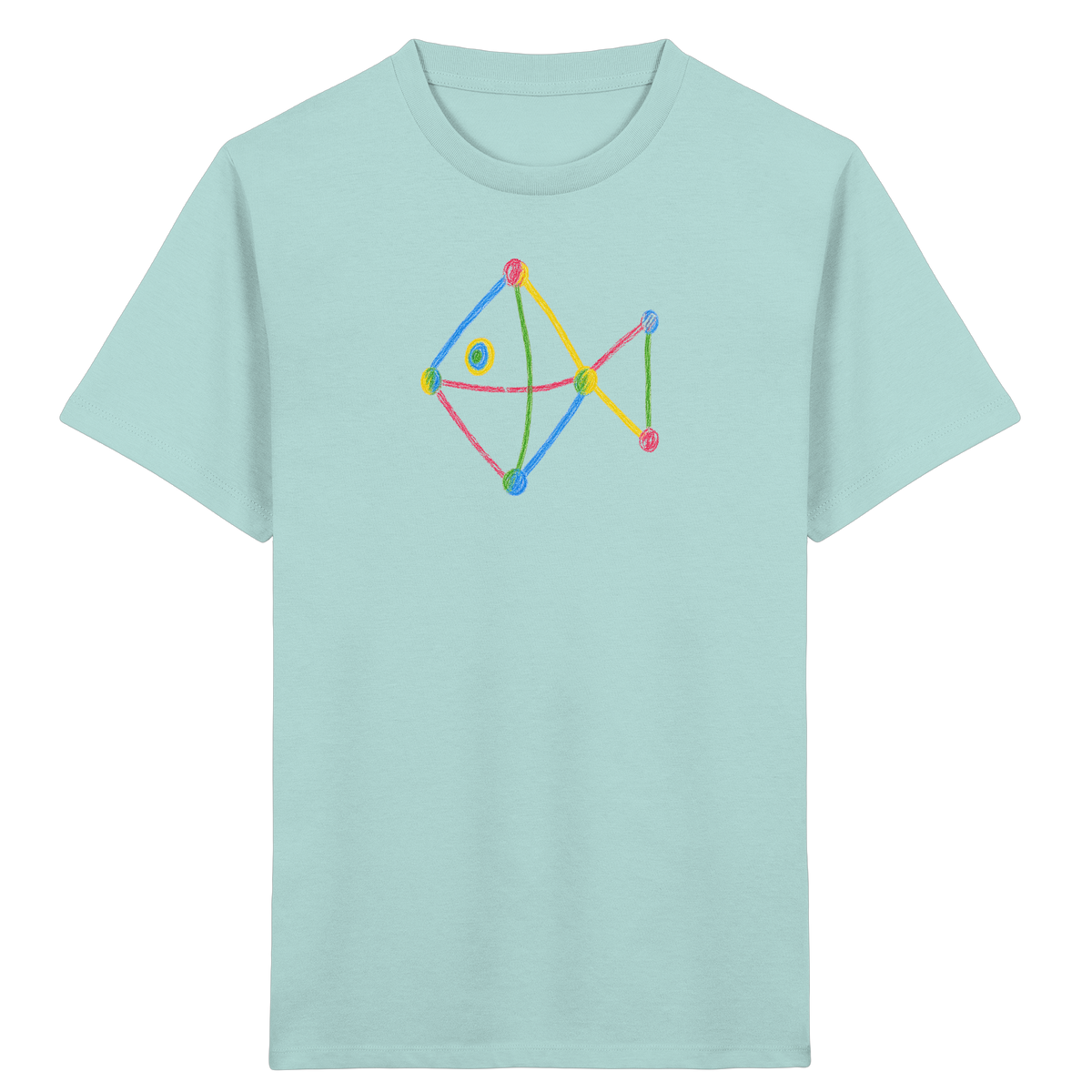 Farbpunkt Fisch Kinderzeichnung - Kinder Bio T-Shirt