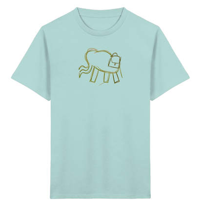 Grüner Wackelelefant mit Ranzen - Kinder Bio T-Shirt