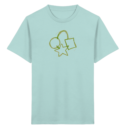 Grüne Formenfamilie mit Ranzen - Kinder Bio T-Shirt