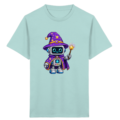 Pixel Roboter Zauberer T-Shirt: Magischer Spaß - Kinder Bio T-Shirt