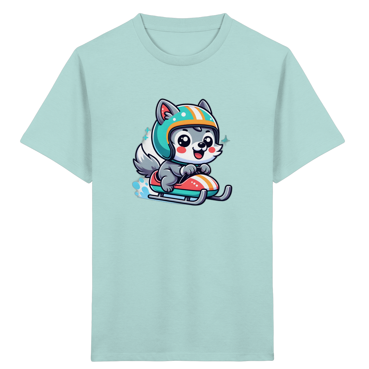 Cartoon Wolf Schlittenfahrt T-Shirt