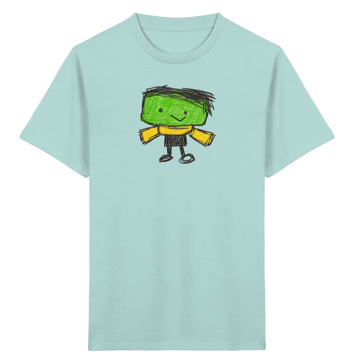 Kritzelkopf mit gelbem Schal - Kinder Bio T-Shirt