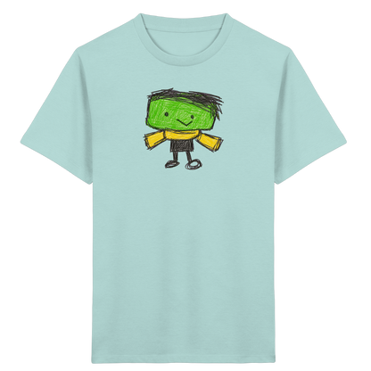 Kritzelkopf mit gelbem Schal - Kinder Bio T-Shirt