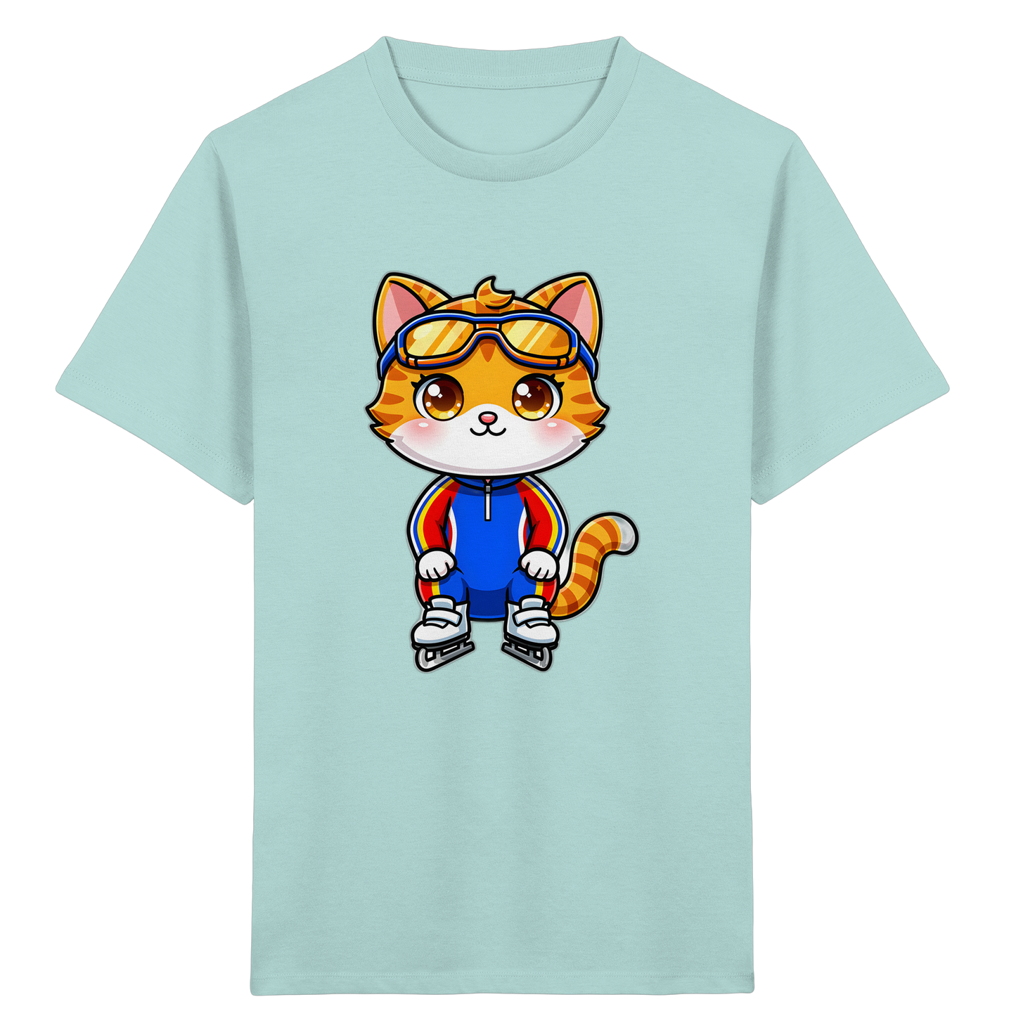 Katze auf Schlittschuhen: Sportliches Kinder-T-Shirt