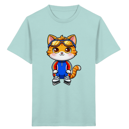 Kinder-T-Shirt mit Katze auf Schlittschuhen
