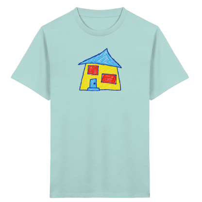 Gelbes Haus mit Doppelfenstern - Kinder Bio T-Shirt