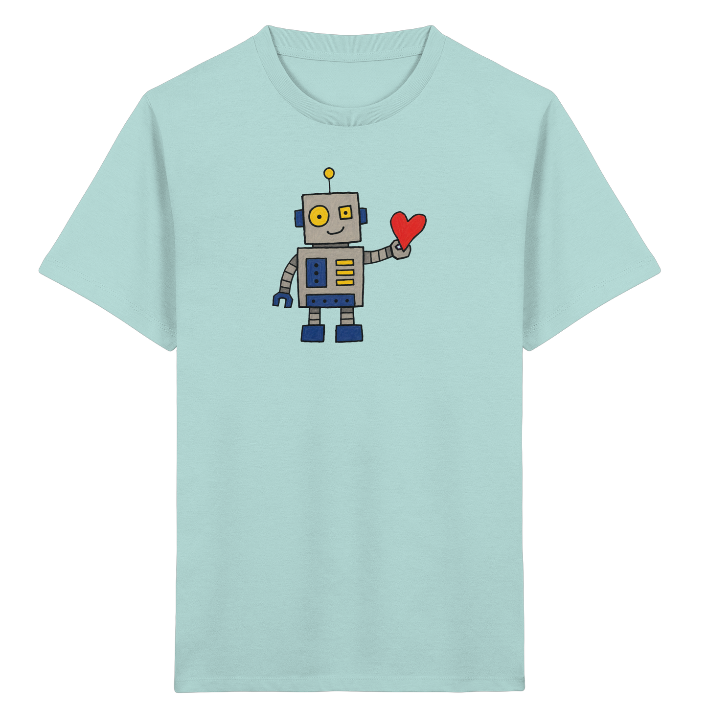 Verspieltes Roboter T-Shirt mit Herz - Kinder Bio T-Shirt