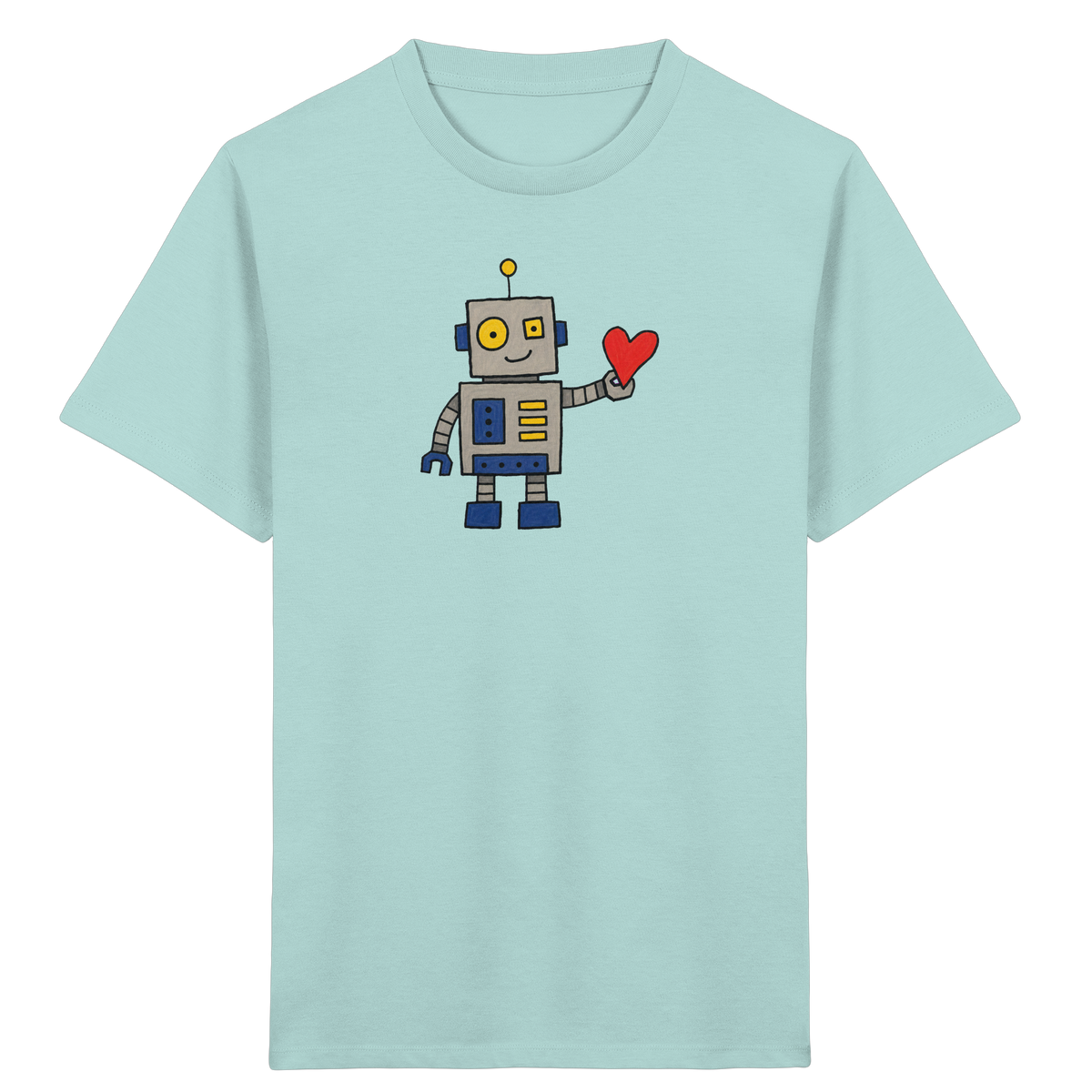 Verspieltes Roboter T-Shirt mit Herz - Kinder Bio T-Shirt