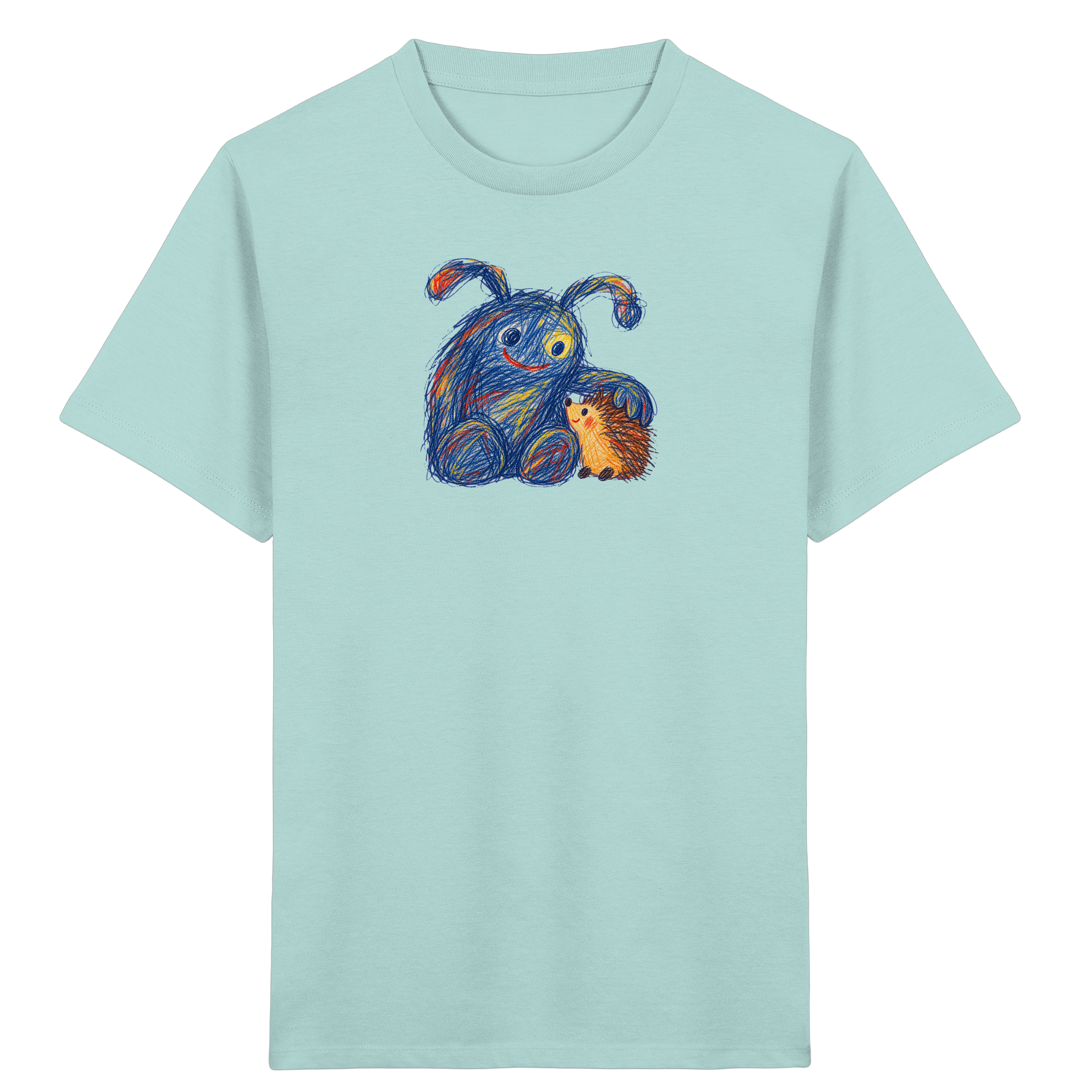 Kinder-T-Shirt mit Kritzelmonster und Igel