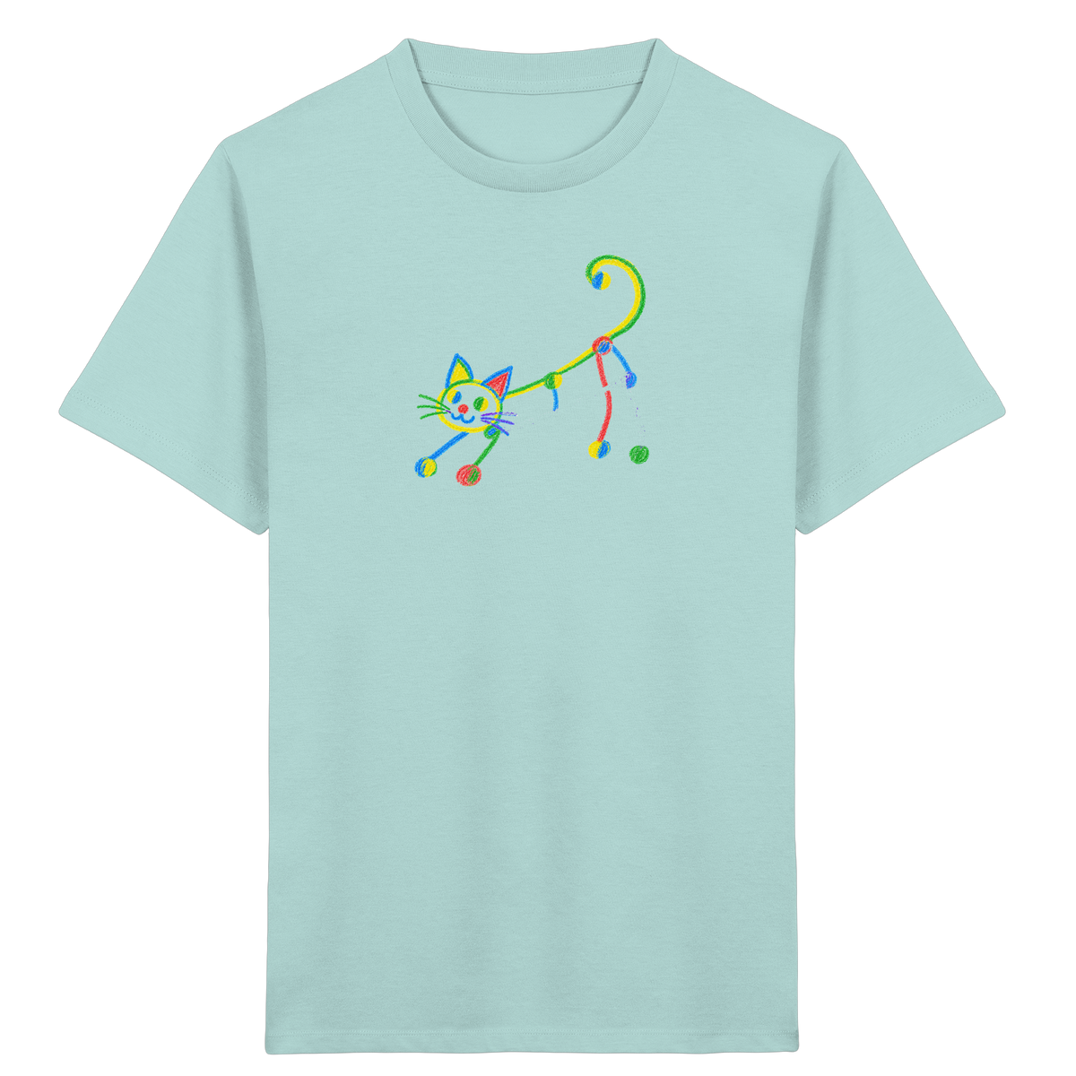 Farbpunkt Katze Kinderzeichnung - Kinder Bio T-Shirt