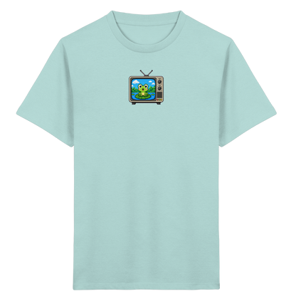 Pixel Frosch im Retro Fernseher - Kinder Bio T-Shirt