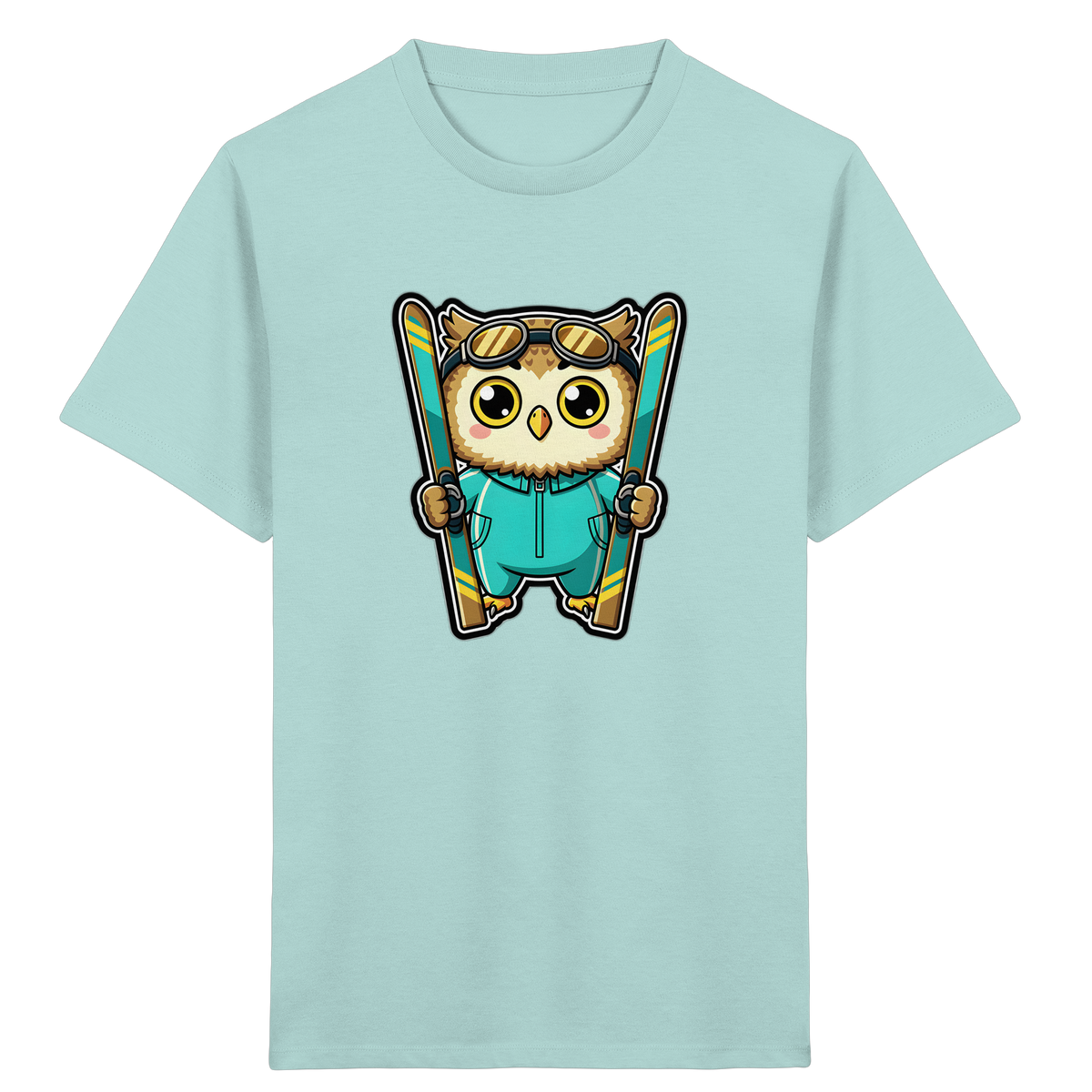 Niedliche Eule auf Skiern T-Shirt - Kinder Bio T-Shirt