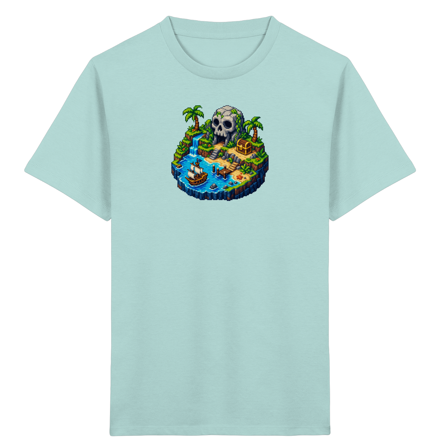 Abenteuerliches Pirateninsel Pixel Art T-Shirt - Kinder Bio T-Shirt