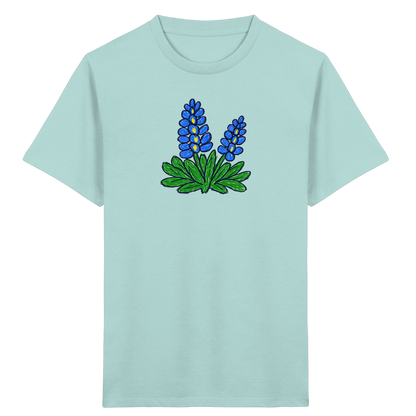 Blaue Kritzel-Lupine für Kinder - Kinder Bio T-Shirt